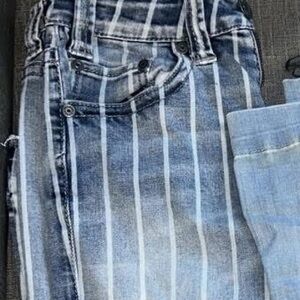 Blue Striped Flare Jeans